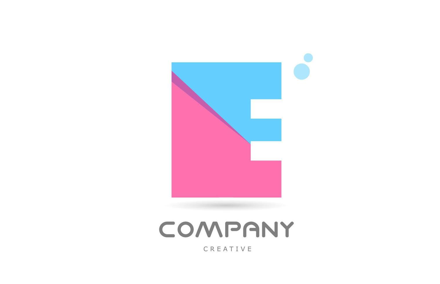 e roze blauw meetkundig alfabet brief logo icoon. creatief sjabloon voor bedrijf en bedrijf vector