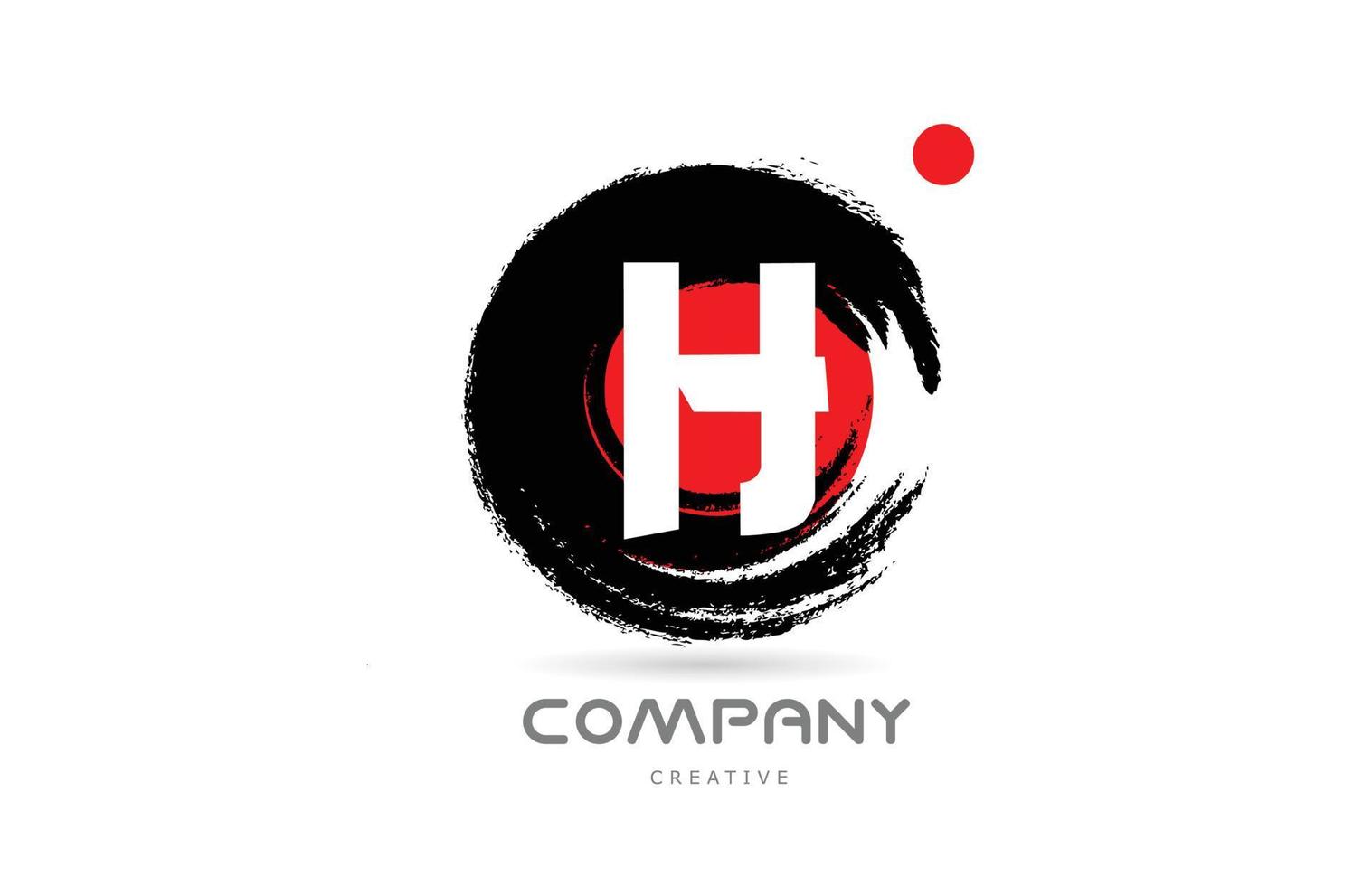 grunge h alfabet brief logo icoon ontwerp met Japans stijl belettering. creatief sjabloon voor bedrijf vector