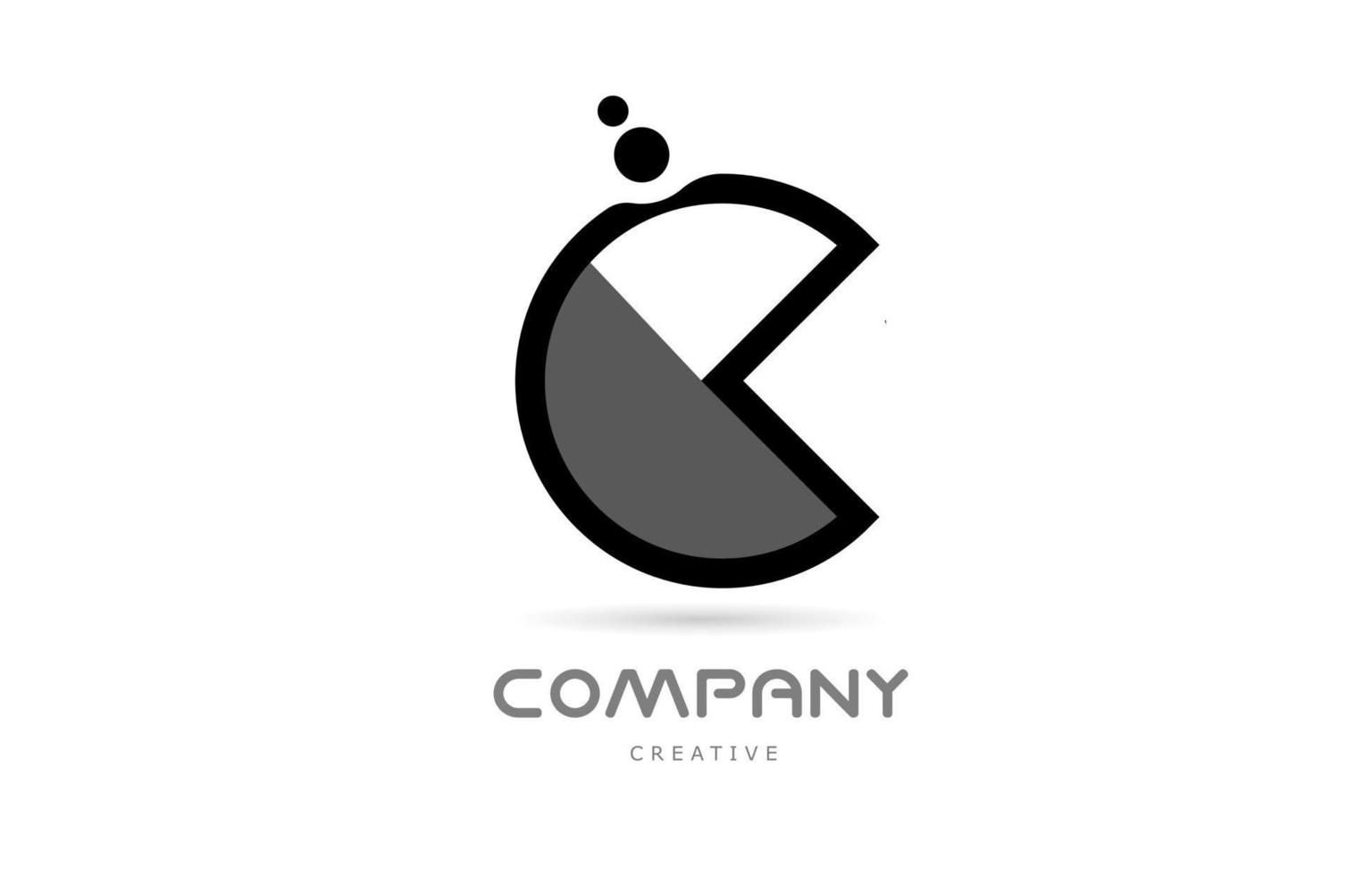 c zwart wit meetkundig alfabet brief logo icoon met stippen. creatief sjabloon voor bedrijf en bedrijf vector