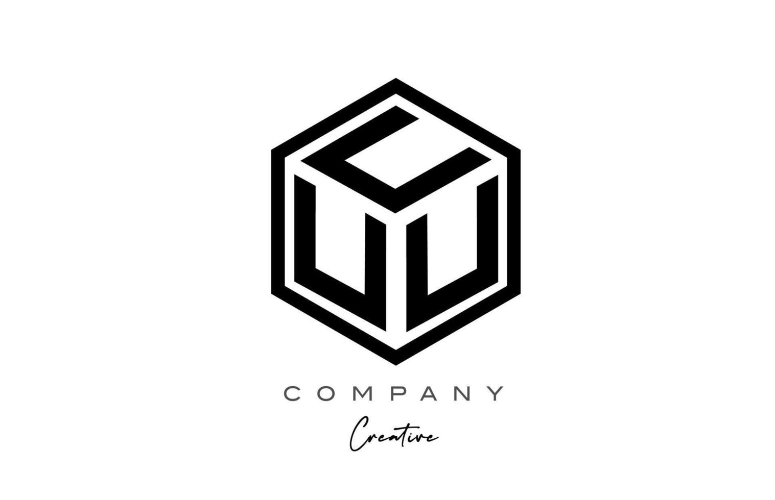 drie brief kubus u alfabet brief logo icoon ontwerp met veelhoek ontwerp. creatief sjabloon voor bedrijf en bedrijf vector