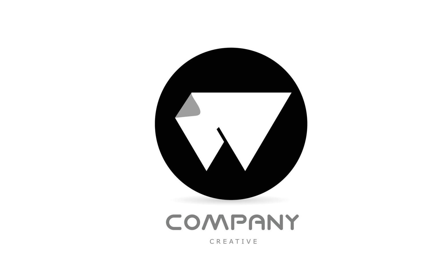w zwart en wit meetkundig alfabet brief logo icoon ontwerp met gevouwen hoek. sjabloon ontwerp voor bedrijf vector