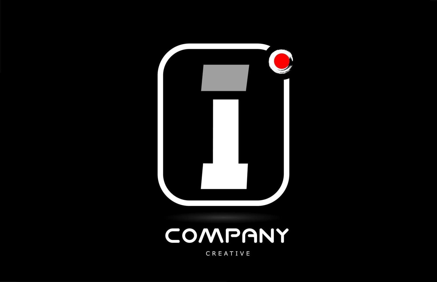 ik zwart wit alfabet brief logo icoon ontwerp met Japans stijl belettering en rood punt vector