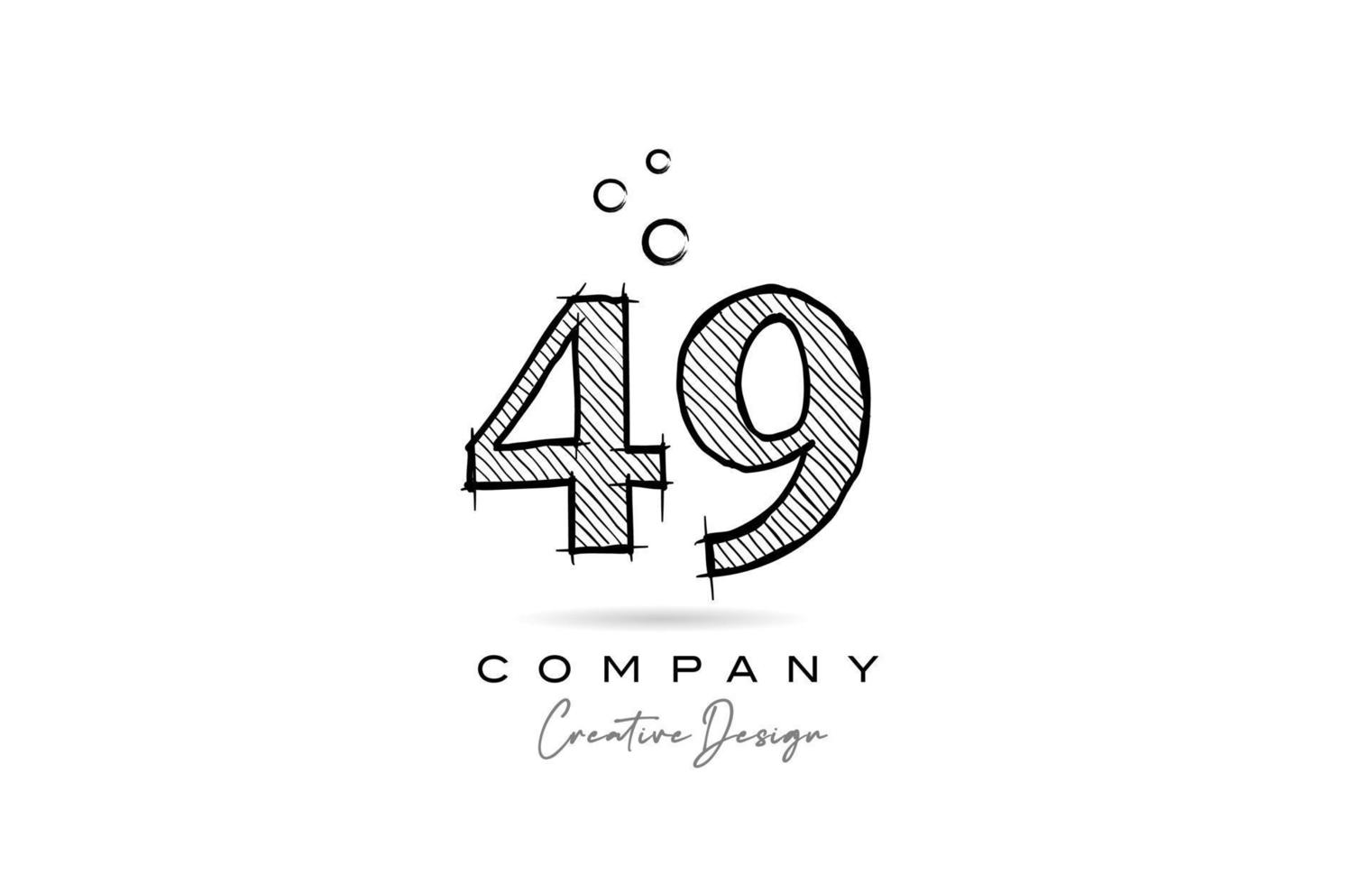 hand- tekening aantal 49 logo icoon ontwerp voor bedrijf sjabloon. creatief logotype in potlood stijl vector