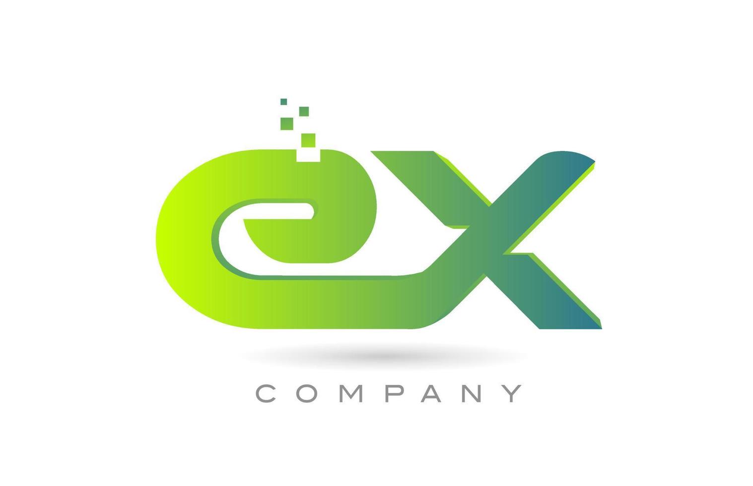 toegetreden ex alfabet brief logo icoon combinatie ontwerp met dots en groen kleur. creatief sjabloon voor bedrijf en bedrijf vector