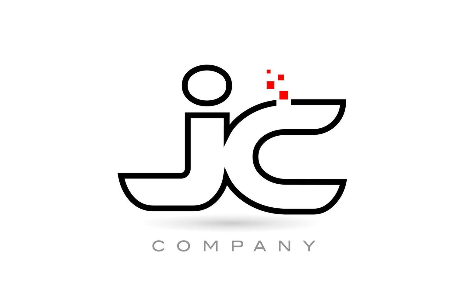 jc verbonden alfabet brief logo icoon combinatie ontwerp met dots en rood kleur. creatief sjabloon voor bedrijf en bedrijf vector