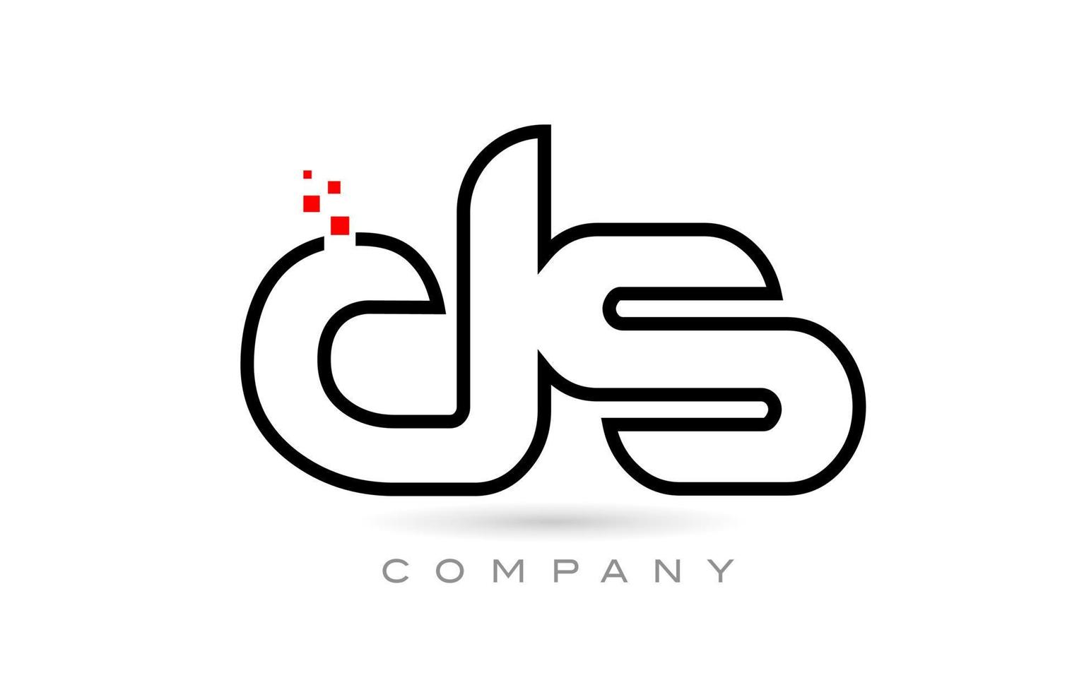 ds verbonden alfabet brief logo icoon combinatie ontwerp met dots en rood kleur. creatief sjabloon voor bedrijf en bedrijf vector