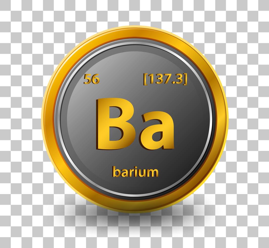 barium scheikundig element. chemisch symbool met atoomnummer en atoommassa. vector