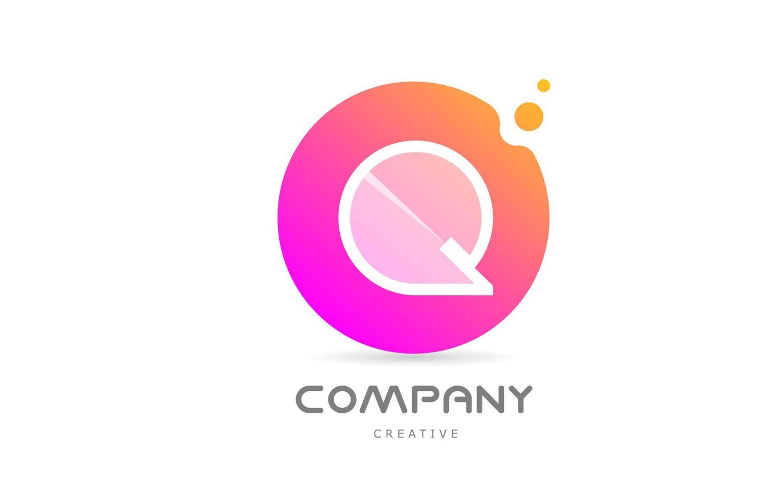 roze geel dots q alfabet brief logo icoon met transparantie. creatief sjabloon voor bedrijf vector