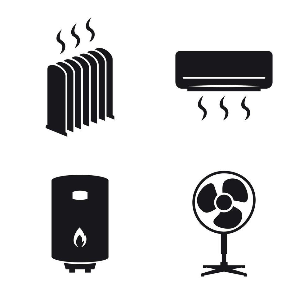 verwarming pictogrammen set. zwart Aan een wit achtergrond vector