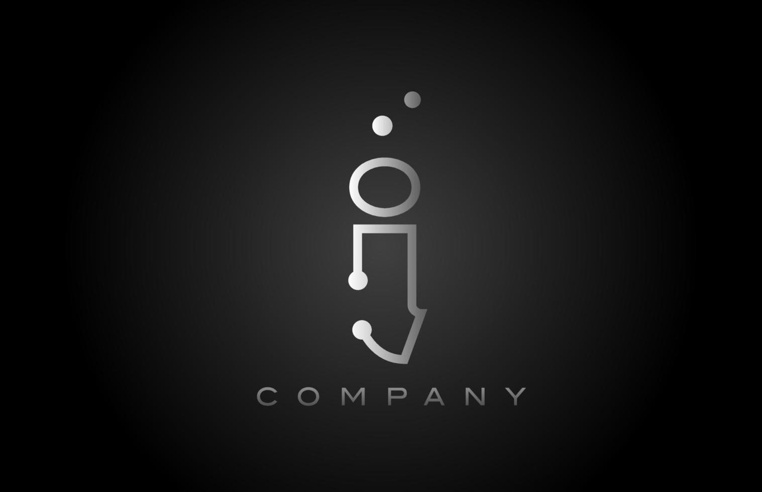 zwart wit grijs ik punt lijn alfabet brief logo icoon ontwerp. creatief sjabloon voor bedrijf en bedrijf vector