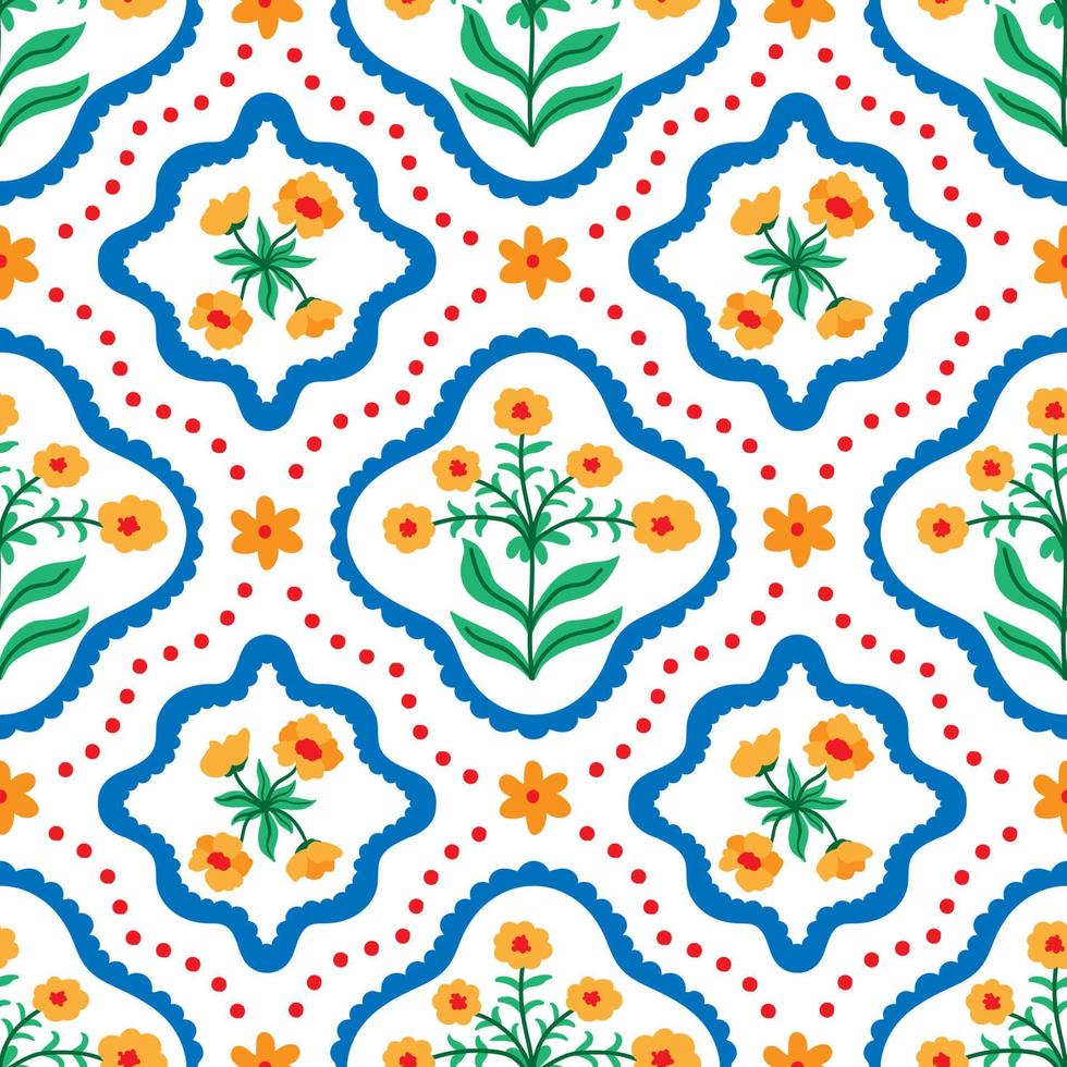 damast bloemen Marokkaans vector naadloos patroon. helder veelkleurig textuur.