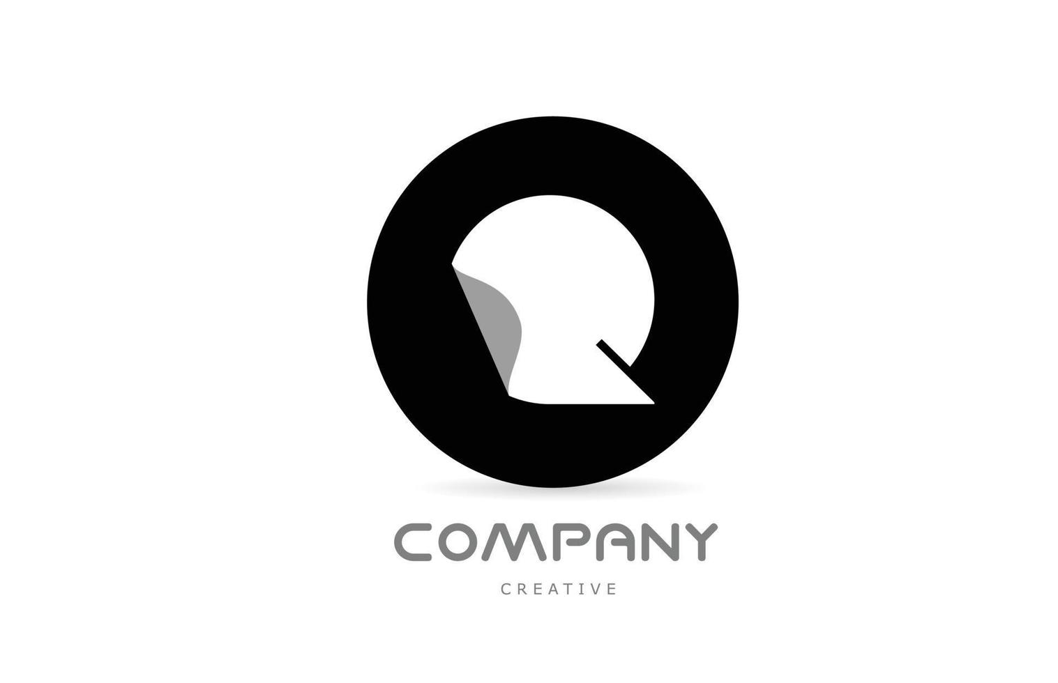 q zwart en wit meetkundig alfabet brief logo icoon ontwerp met gevouwen hoek. sjabloon ontwerp voor bedrijf vector
