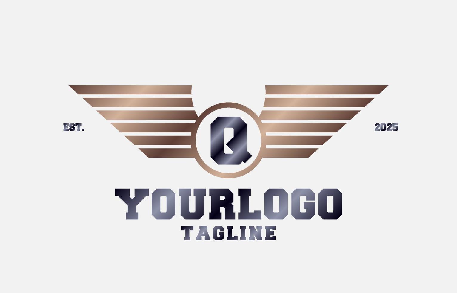 brief q metaal Vleugels eerste vector logo ontwerp element