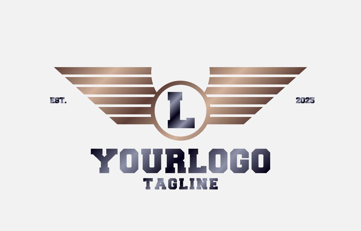 brief l metaal Vleugels eerste vector logo ontwerp element