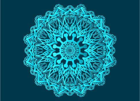 blauw sier-, bloemen- en abstract arabesk mandala-ontwerp vector