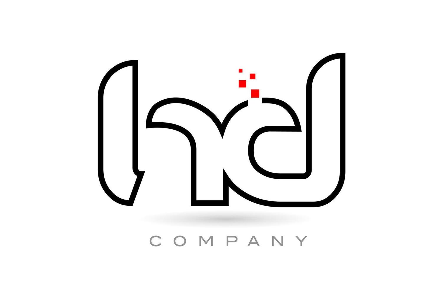 hd verbonden alfabet brief logo icoon combinatie ontwerp met dots en rood kleur. creatief sjabloon voor bedrijf en bedrijf vector