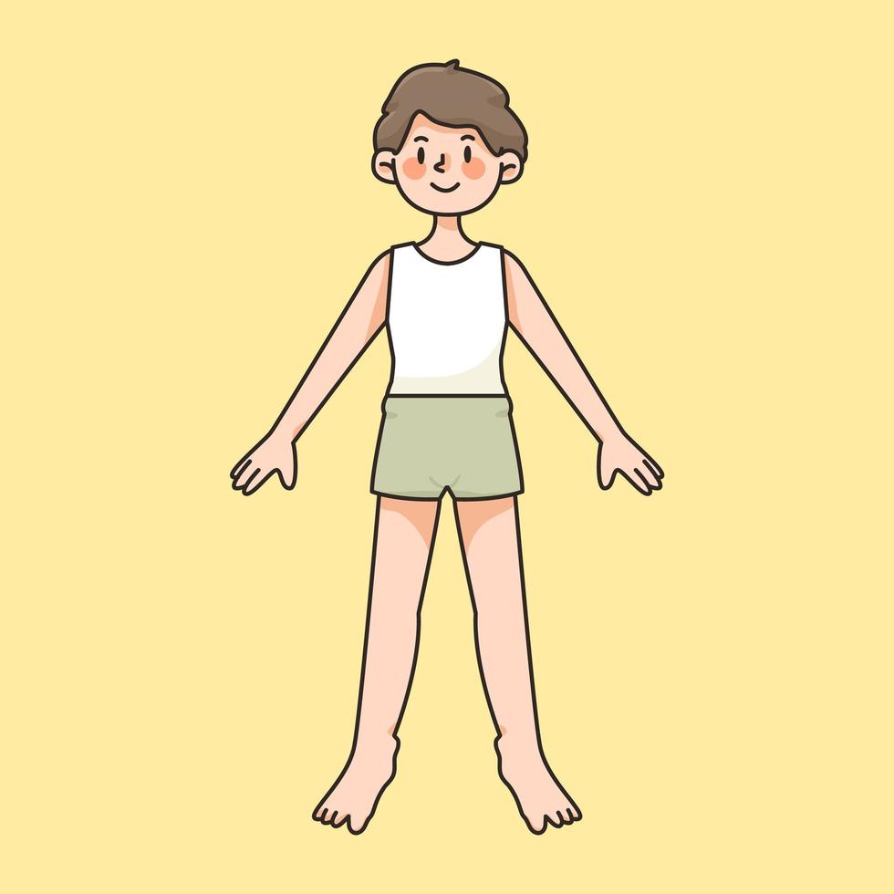 jongen lichaam anatomie tekening schattige cartoon afbeelding vector