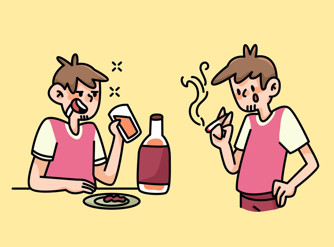 roken en drinken vrouw gewoonten cartoon afbeelding vector