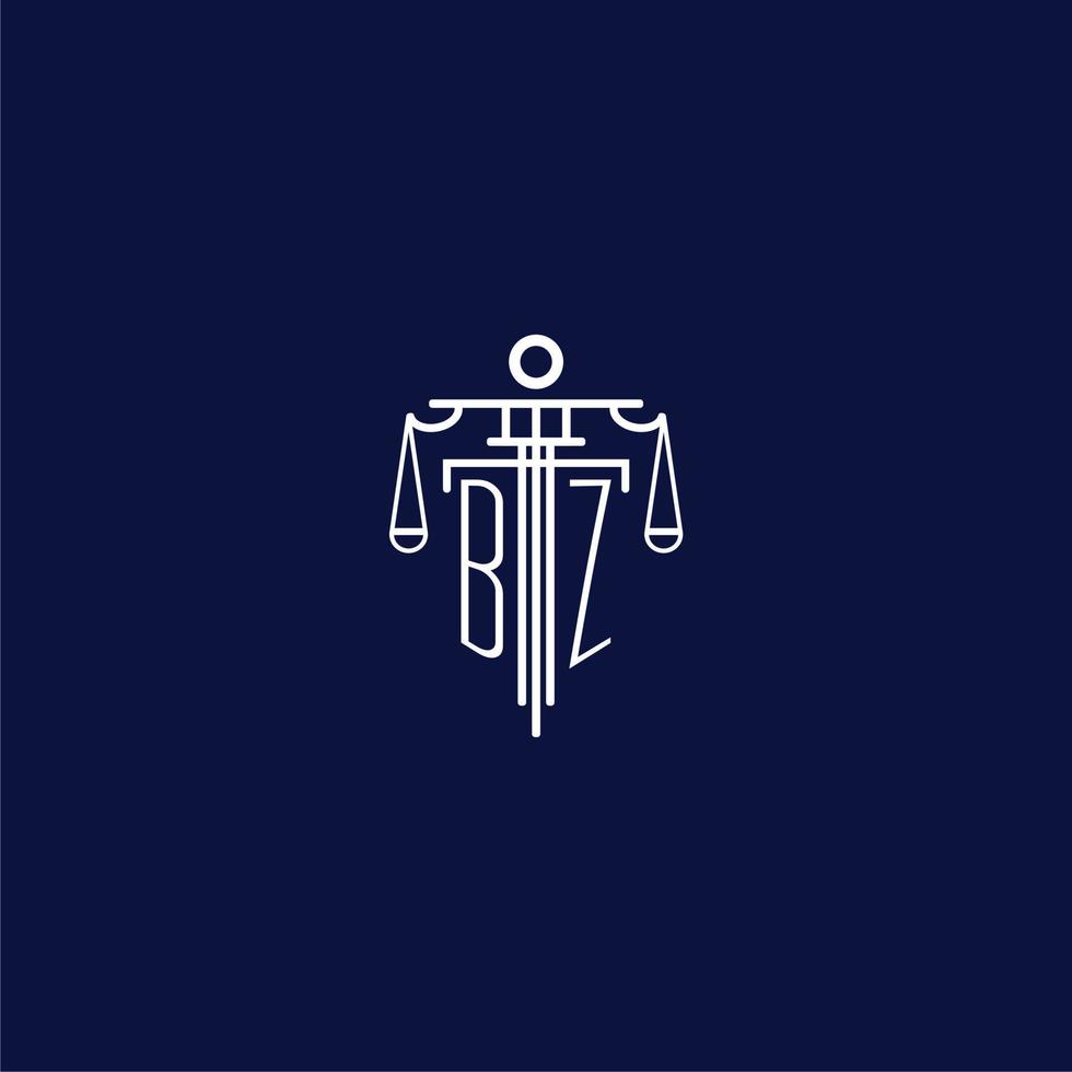 bz eerste monogram logo voor advocatenkantoor met schaal vector ontwerp