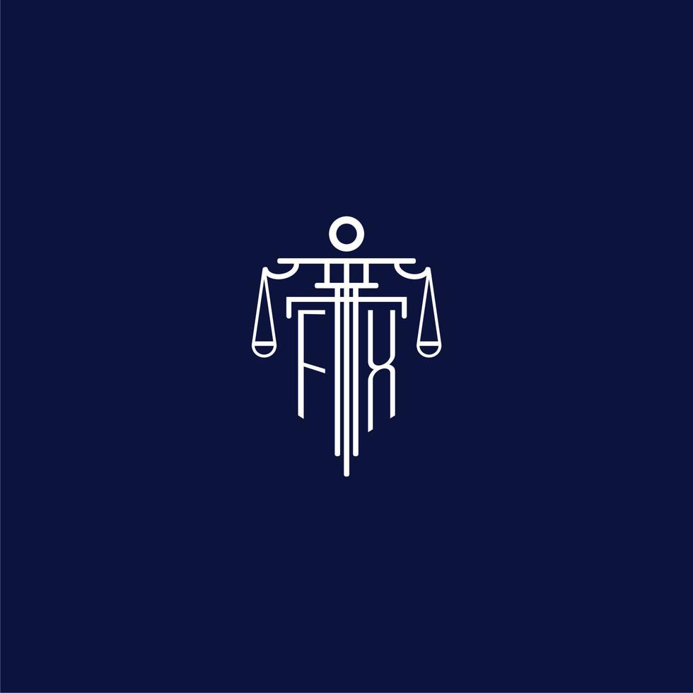 fx eerste monogram logo voor advocatenkantoor met schaal vector ontwerp