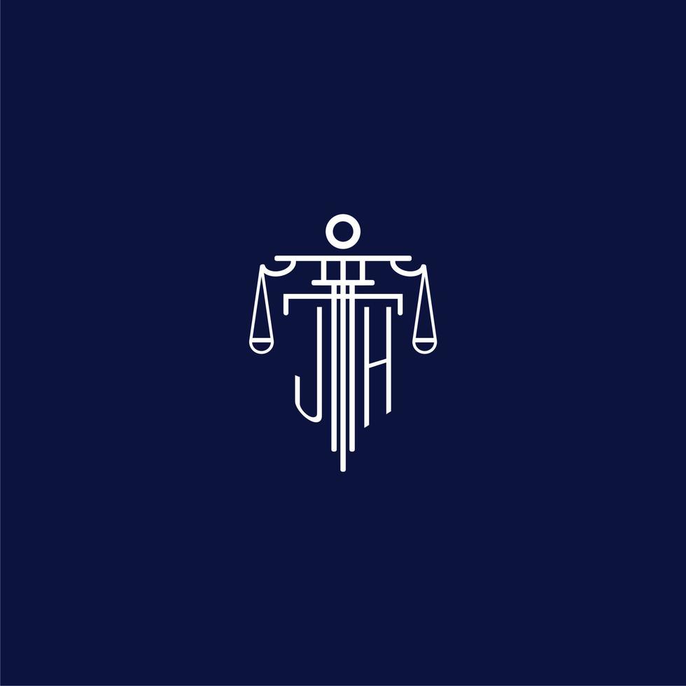 jh eerste monogram logo voor advocatenkantoor met schaal vector ontwerp