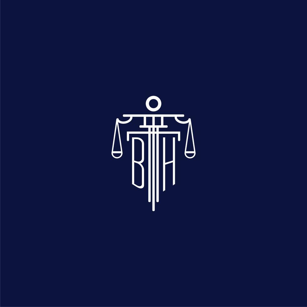 bh eerste monogram logo voor advocatenkantoor met schaal vector ontwerp