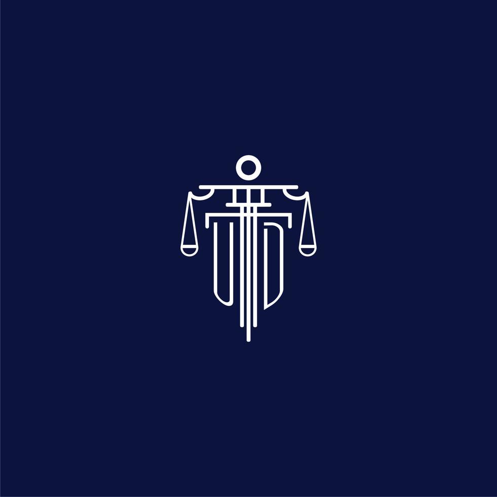 ud eerste monogram logo voor advocatenkantoor met schaal vector ontwerp