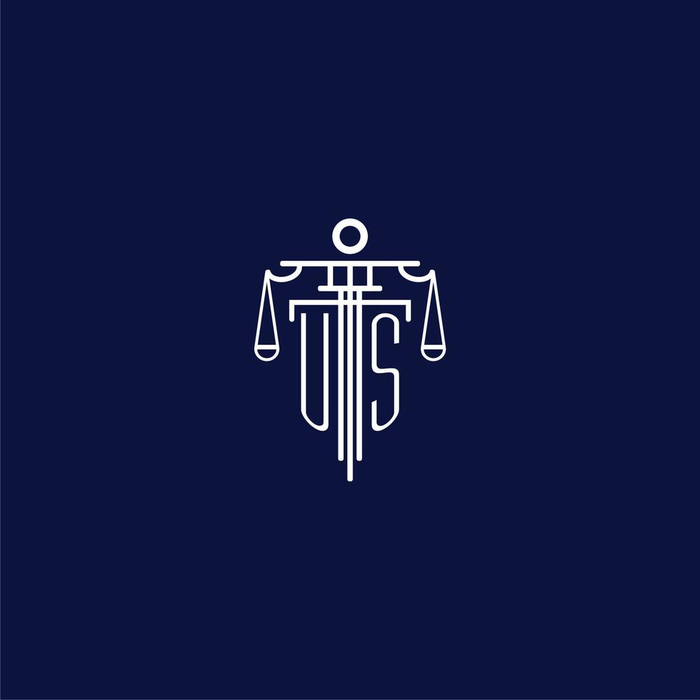 ons eerste monogram logo voor advocatenkantoor met schaal vector ontwerp