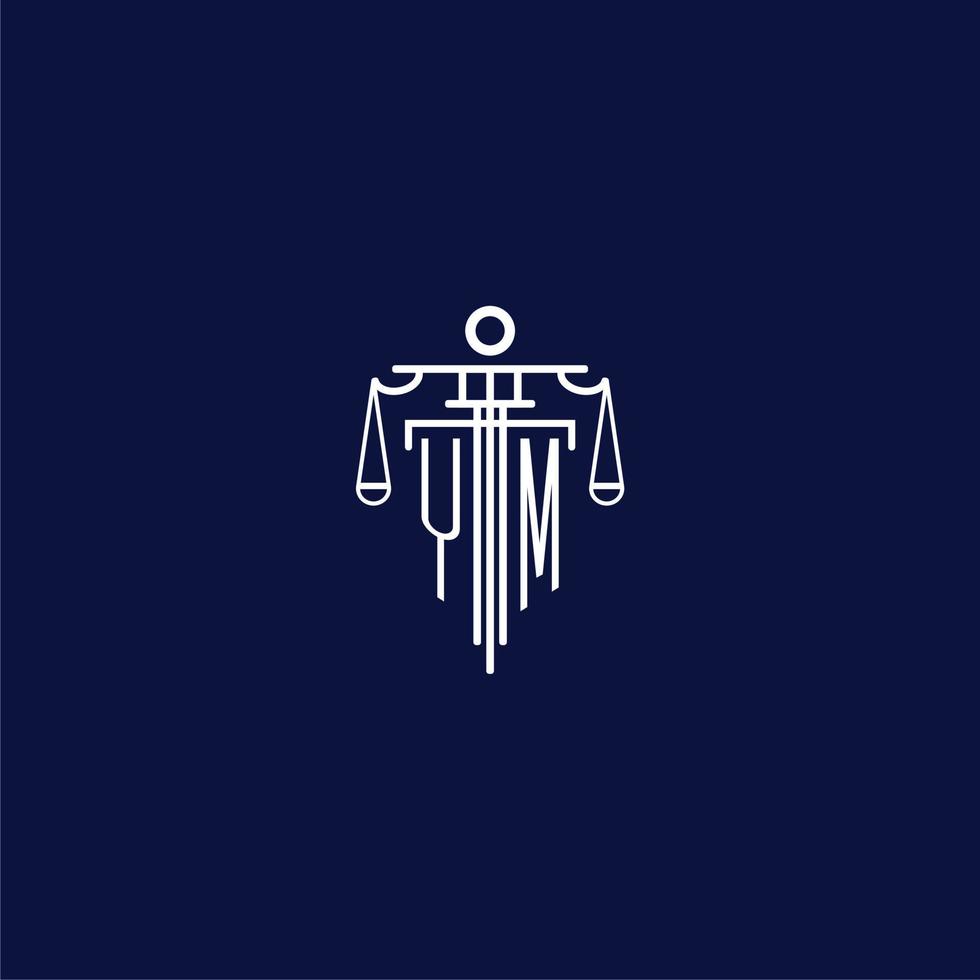 ym eerste monogram logo voor advocatenkantoor met schaal vector ontwerp