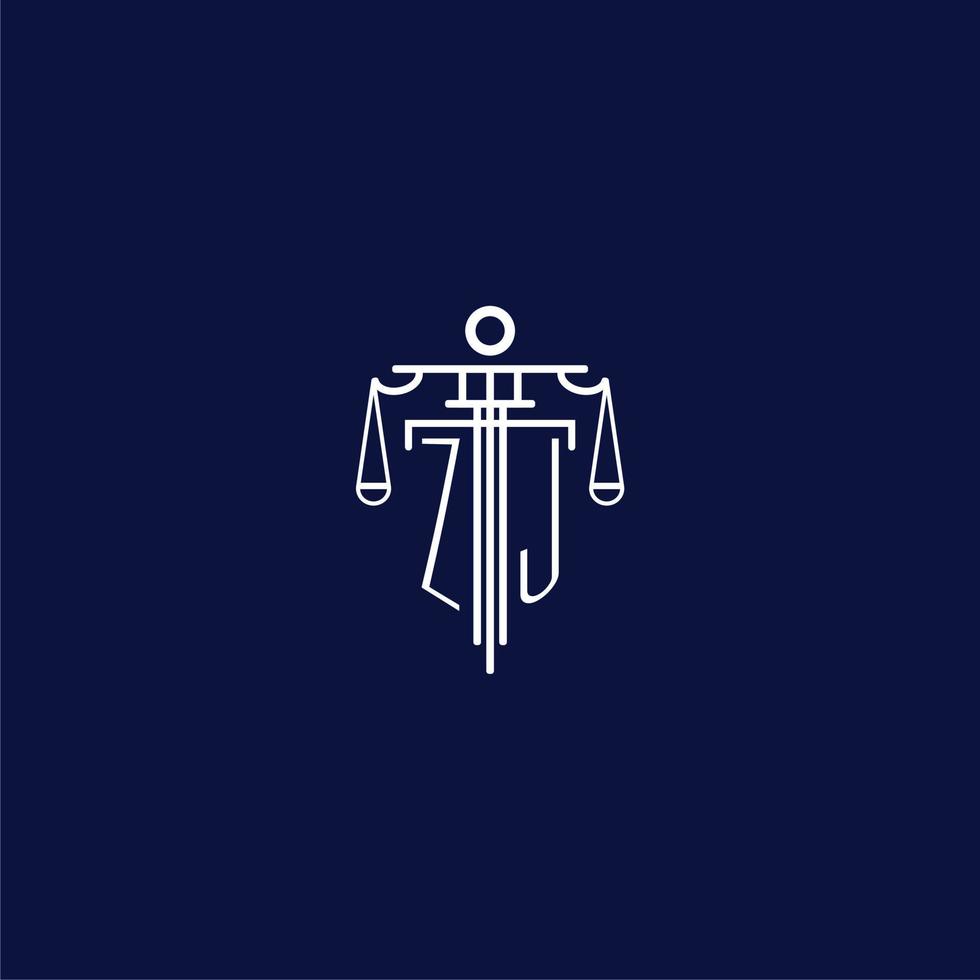 zj eerste monogram logo voor advocatenkantoor met schaal vector ontwerp