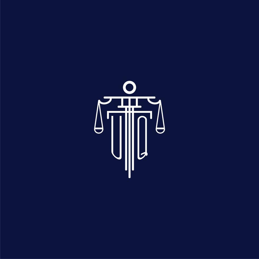 uq eerste monogram logo voor advocatenkantoor met schaal vector ontwerp