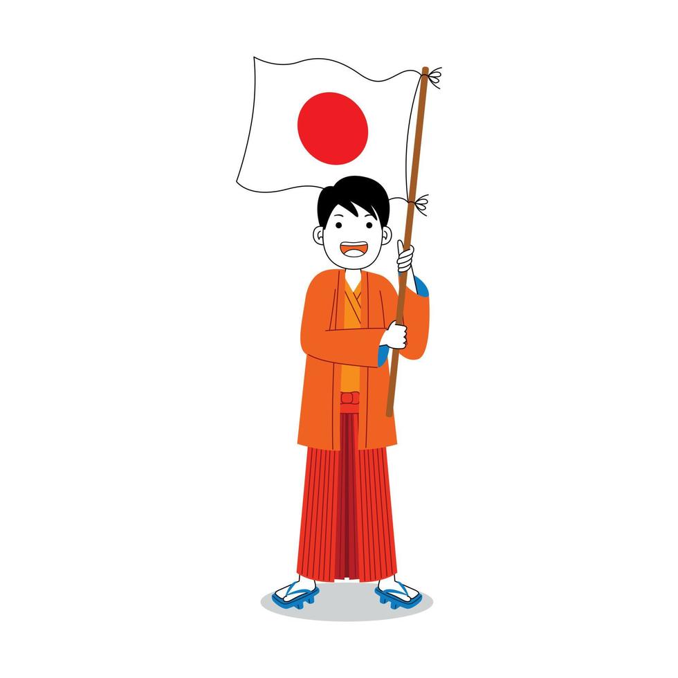 Mens vieren Japan onafhankelijkheid dag vector