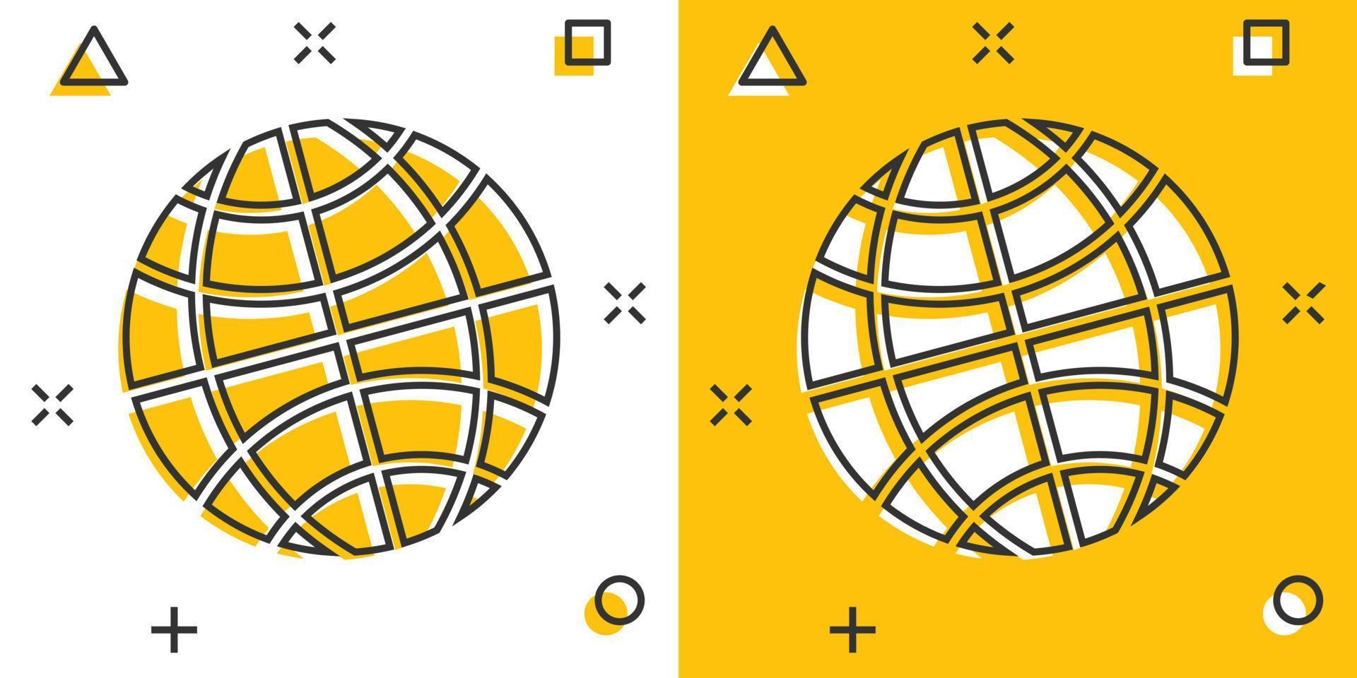 aarde planeet icoon in grappig stijl. wereldbol geografisch tekenfilm vector illustratie Aan wit geïsoleerd achtergrond. globaal communicatie plons effect bedrijf concept.