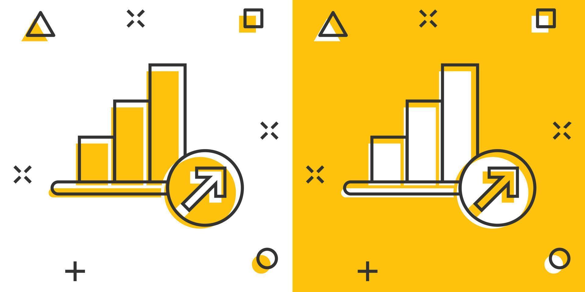 markt neiging icoon in grappig stijl. groei pijl met vergrootglas tekenfilm vector illustratie Aan wit geïsoleerd achtergrond. toenemen plons effect bedrijf concept.