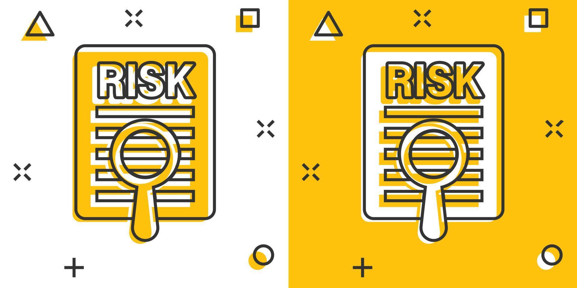 risico niveau icoon in grappig stijl. resultaat tekenfilm vector illustratie Aan wit geïsoleerd achtergrond. beoordeling plons effect bedrijf concept.