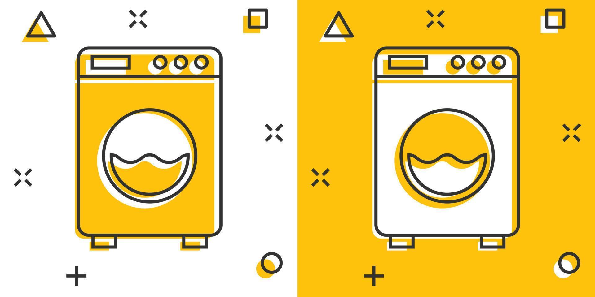 het wassen machine icoon in grappig stijl. wasmachine tekenfilm vector illustratie Aan wit geïsoleerd achtergrond. wasserij plons effect bedrijf concept.