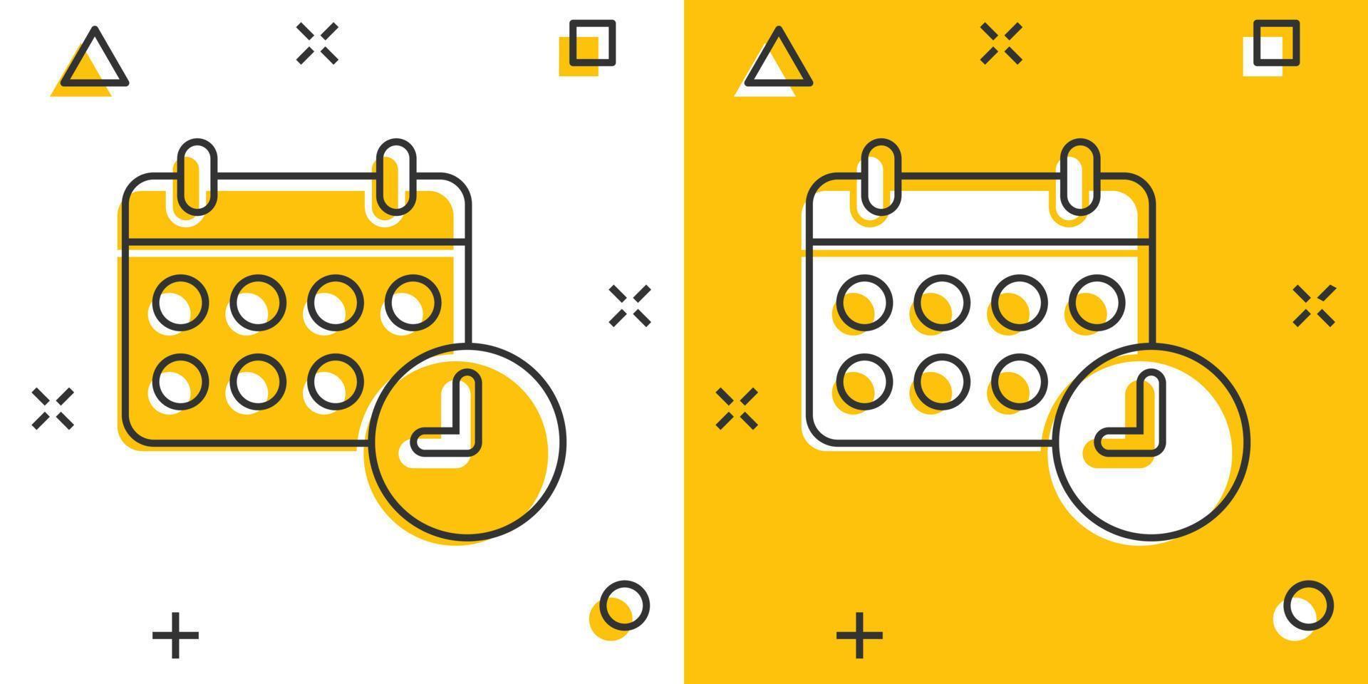 kalender icoon in grappig stijl. agenda tekenfilm vector illustratie Aan wit geïsoleerd achtergrond. schema ontwerper plons effect bedrijf concept.