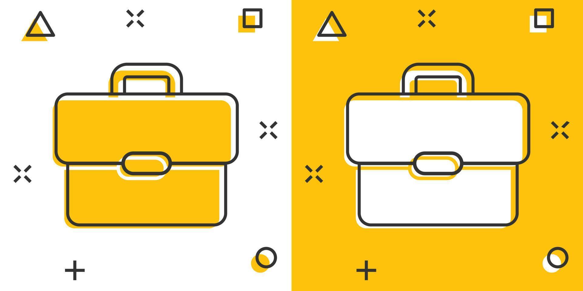 aktentas icoon in grappig stijl. zakenman zak tekenfilm vector illustratie Aan wit geïsoleerd achtergrond. portefeuille plons effect bedrijf concept.