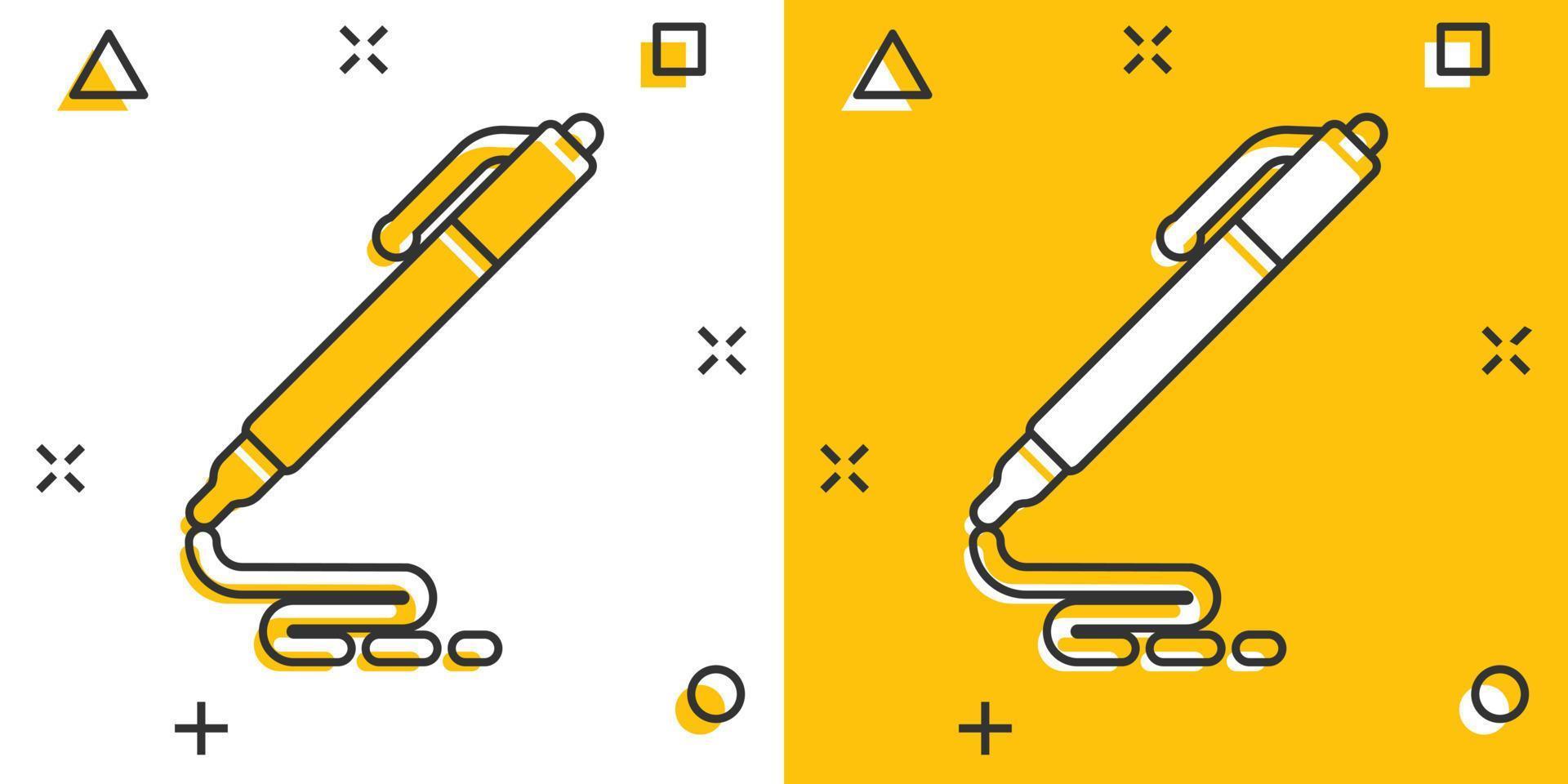 pen icoon in grappig stijl. balpen vector tekenfilm illustratie Aan wit geïsoleerd achtergrond. kantoor schrijfbehoeften plons effect bedrijf concept.