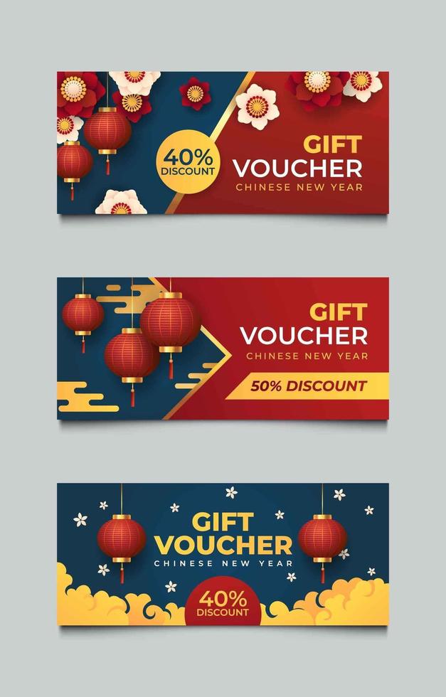 set van Chinees Nieuwjaar papier gesneden voucher korting vector