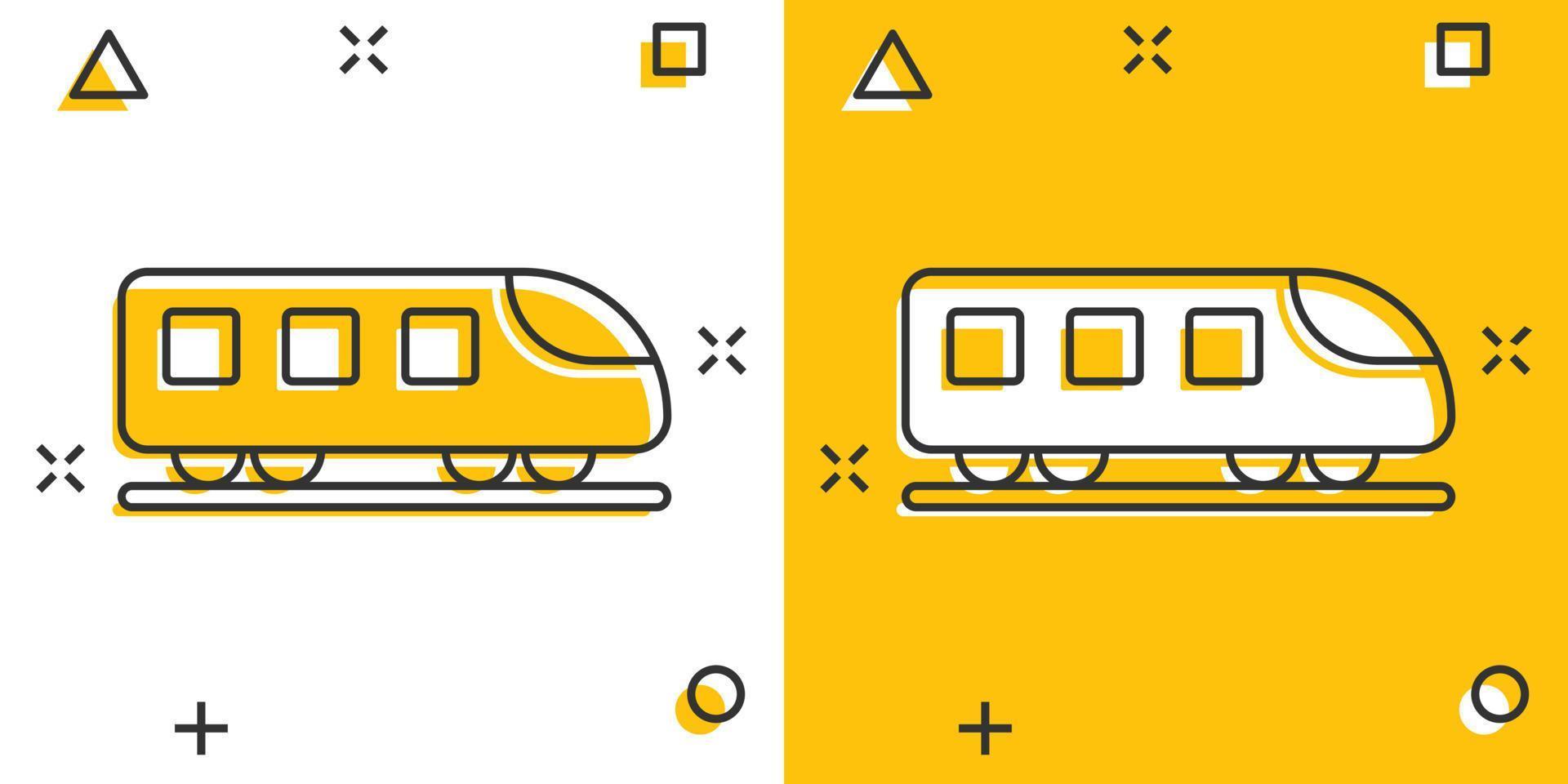 metro icoon in grappig stijl. trein metro tekenfilm vector illustratie Aan wit geïsoleerd achtergrond. spoorweg lading plons effect bedrijf concept.