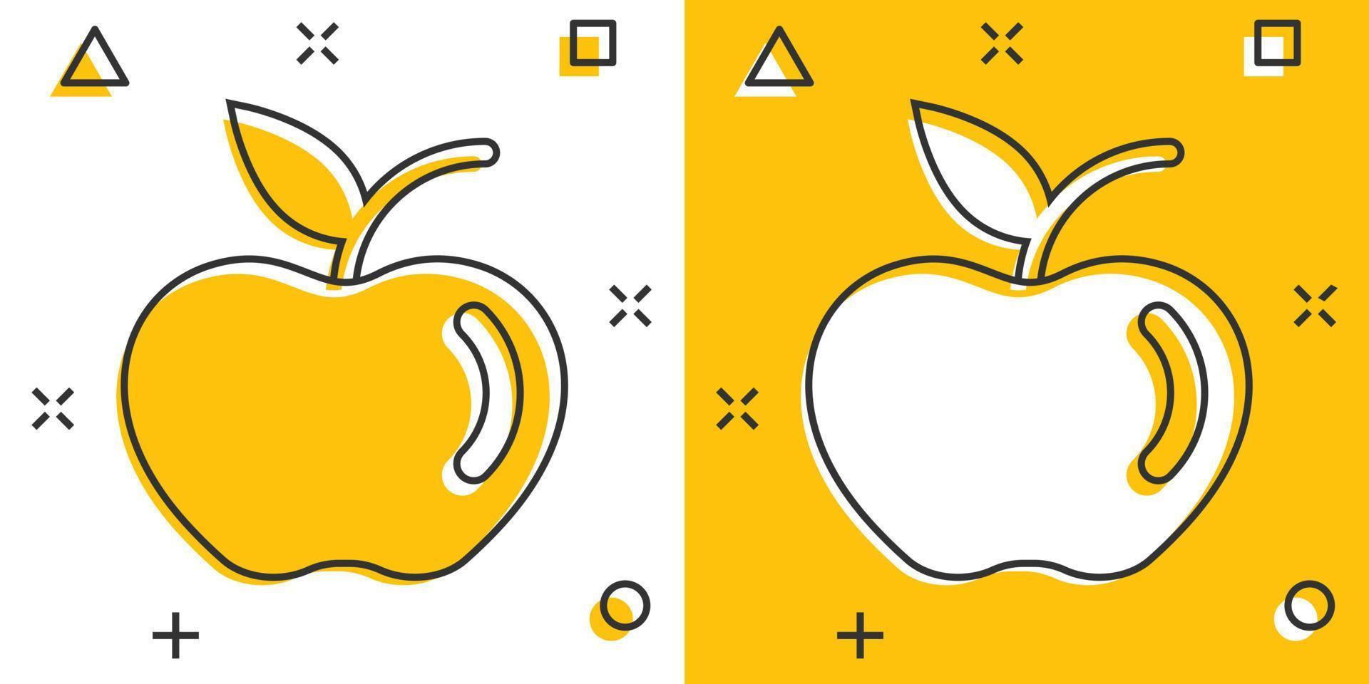 appel icoon in grappig stijl. vers fruit tekenfilm vector illustratie Aan wit geïsoleerd achtergrond. sappig voedsel plons effect bedrijf concept.