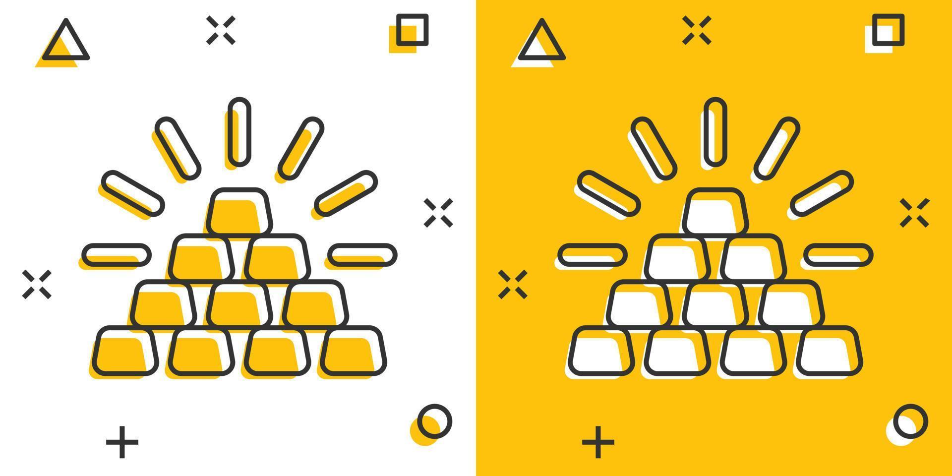 goud stack icoon in grappig stijl. zilver steen tekenfilm vector illustratie Aan wit geïsoleerd achtergrond. metaal bank plons effect bedrijf concept.