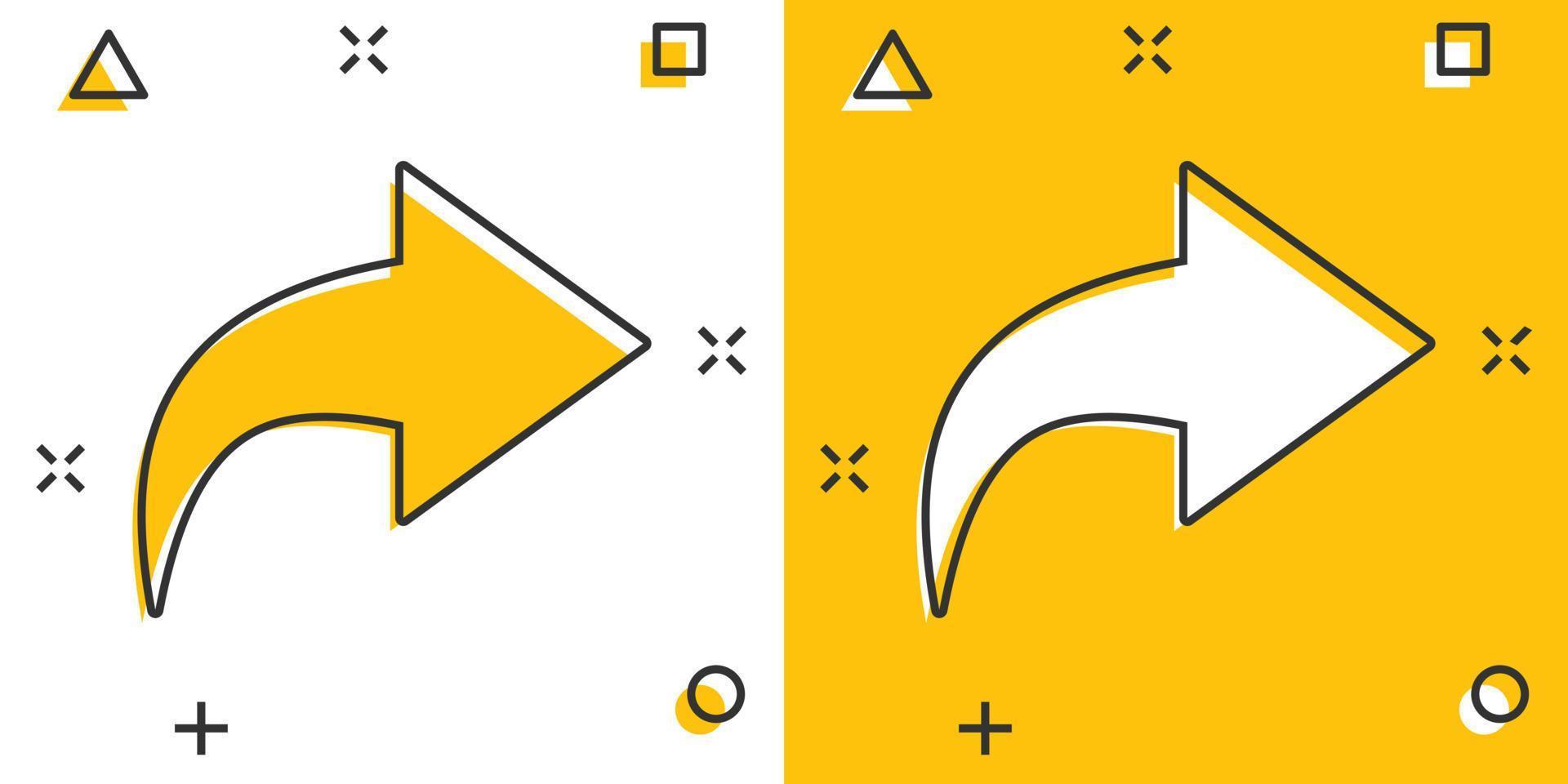 delen knop icoon in grappig stijl. pijl tekenfilm teken vector illustratie Aan wit geïsoleerd achtergrond. sturen het dossier plons effect bedrijf concept.