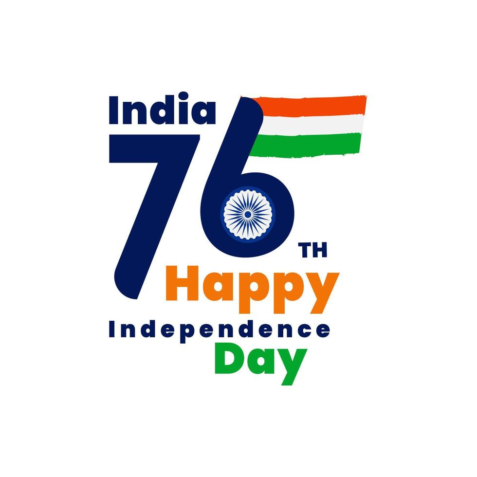 76ste Indië onafhankelijkheid dag logo ontwerp met driekleur Indisch vlag vector