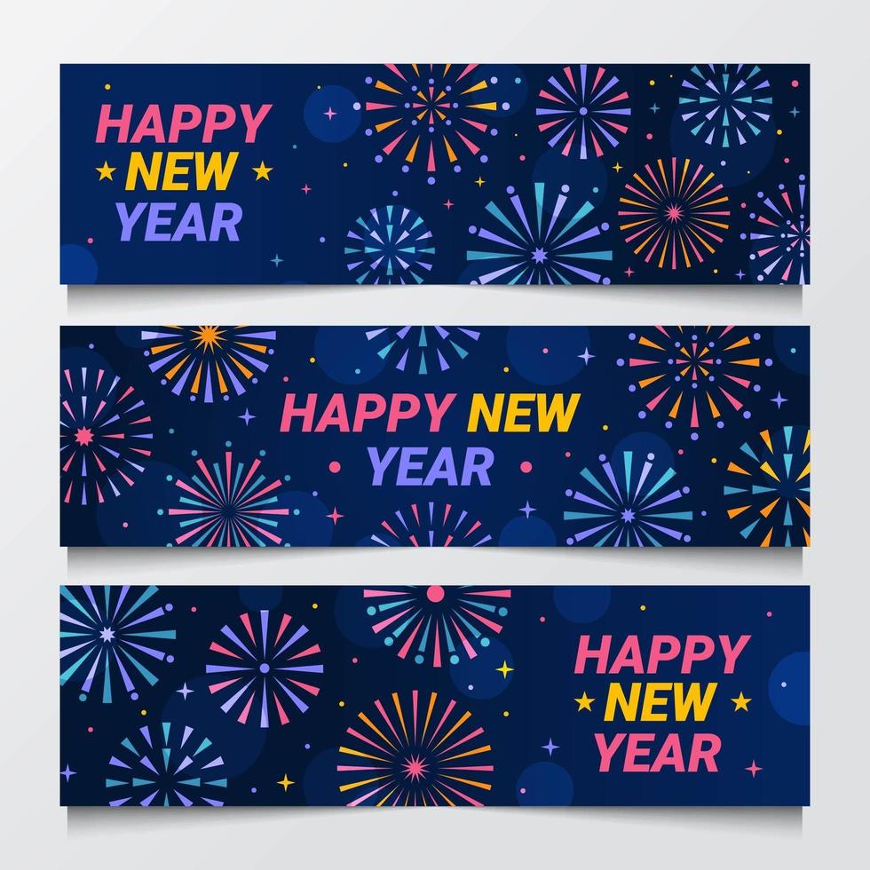 Nieuwjaar vuurwerk banner ontwerp vector