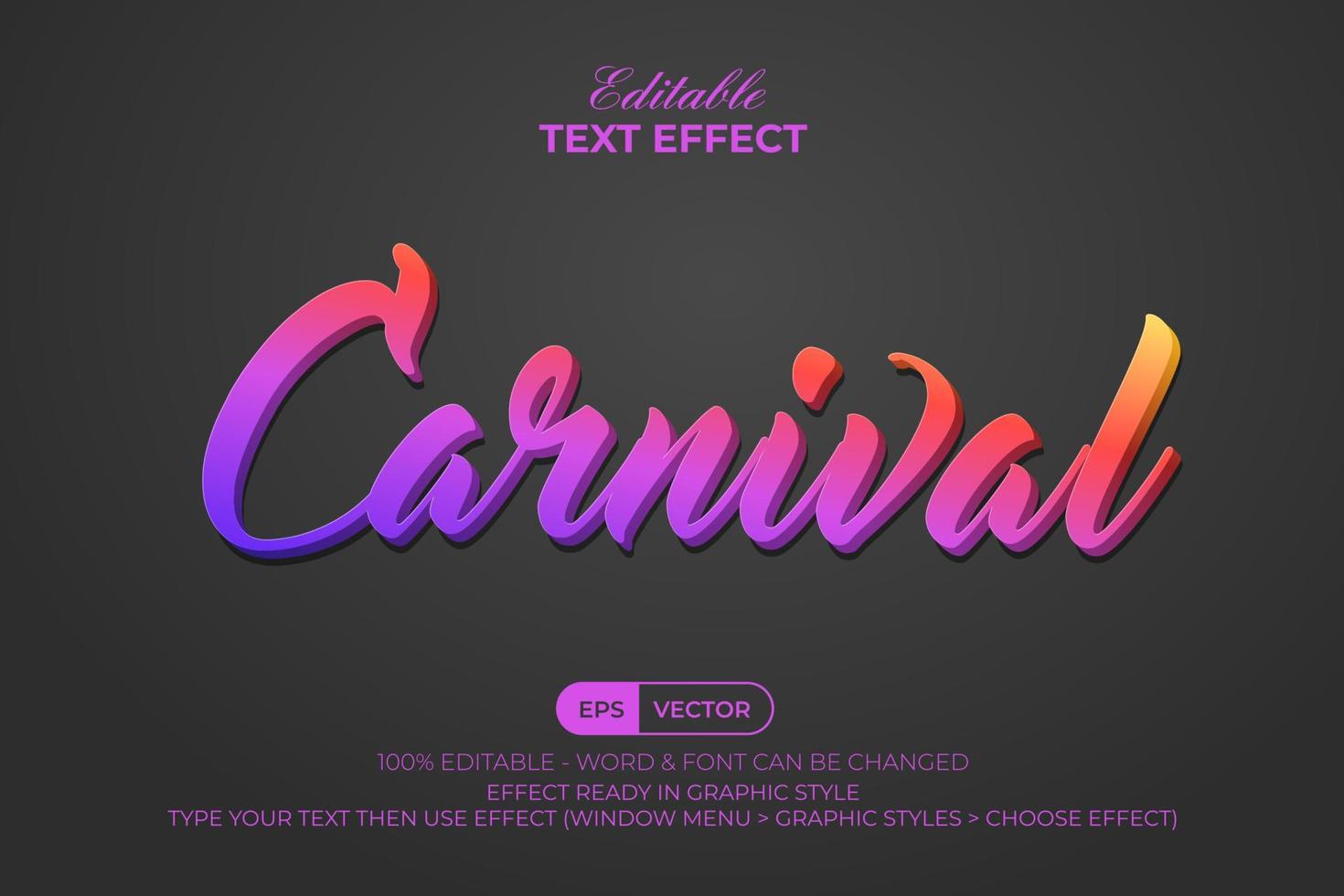 carnaval tekst effect kleurrijk stijl. bewerkbare tekst effect. vector
