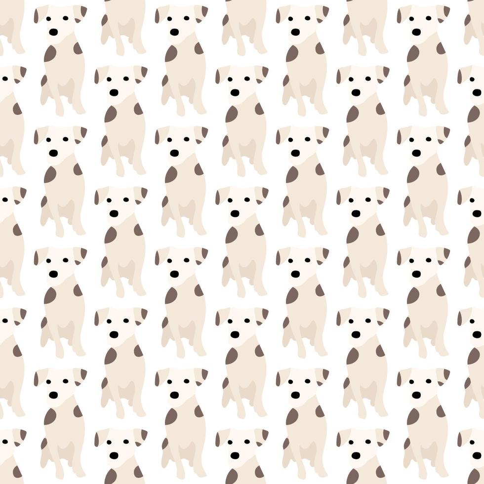 schattige honden jack russell terrier. fanatieke dieren. vector hand getekende naadloze patroon. perfect voor baby, kinderkleding, printontwerp, textiel. witte achtergrond.