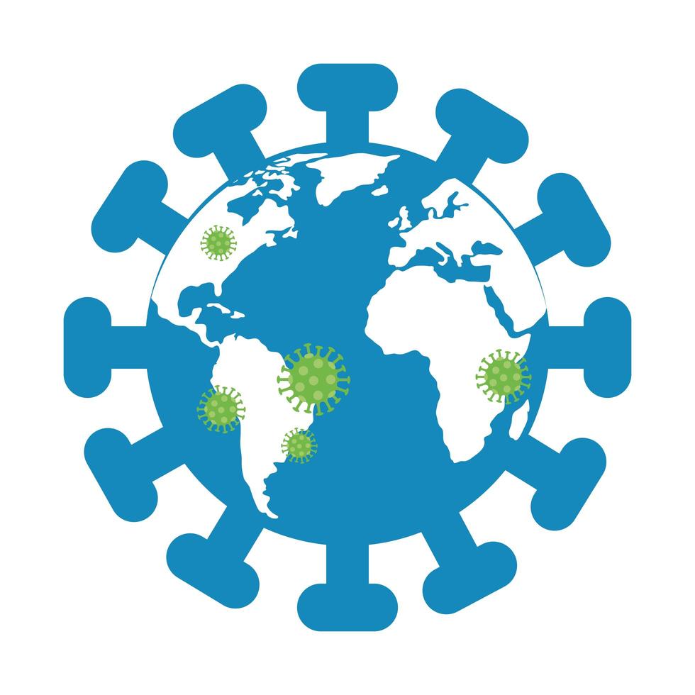 planeet aarde met covid19 deeltjes vector