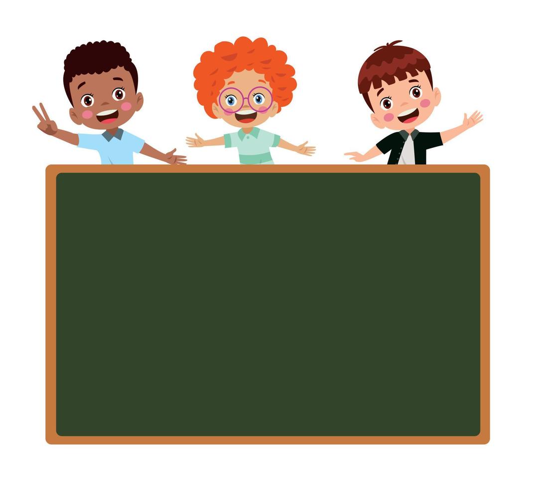 terug naar school- klas school- bord en schattig kinderen vector